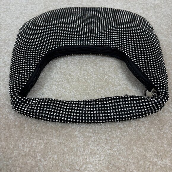 Jessica‎ McClintock Ada Crystal Hobo Bag Silver and Black New - Picture 5 of 9